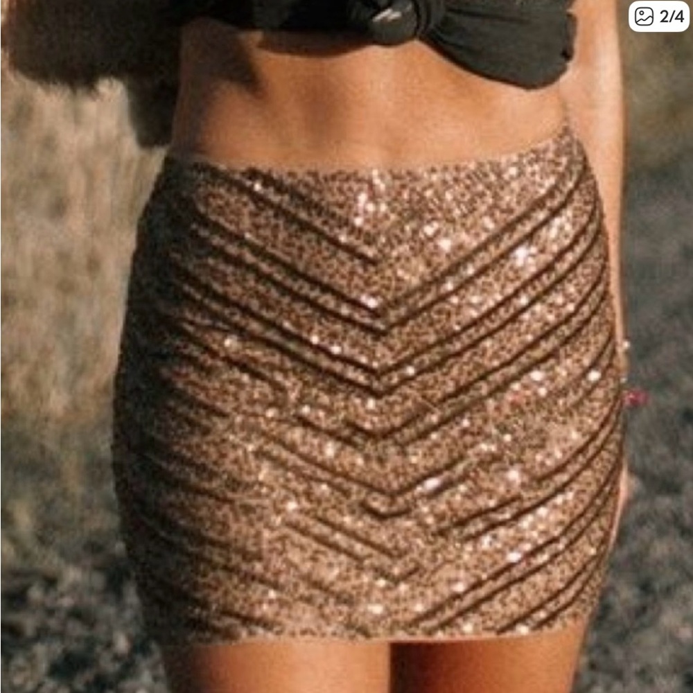 Spell Gold Sequin Mini Skirt